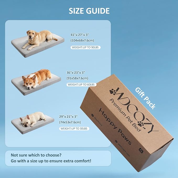 WDCOZY Orthopedic Cooling Dog Bed for Medium Dogs, Q-Max>0.4 Breathable Summer Pet Mat with High Density Memory Foam, Removable Washable Cover, Non-Slip Dog Crate Bed for Pets Up to 40 lbs，29x21 Inch - Image 8