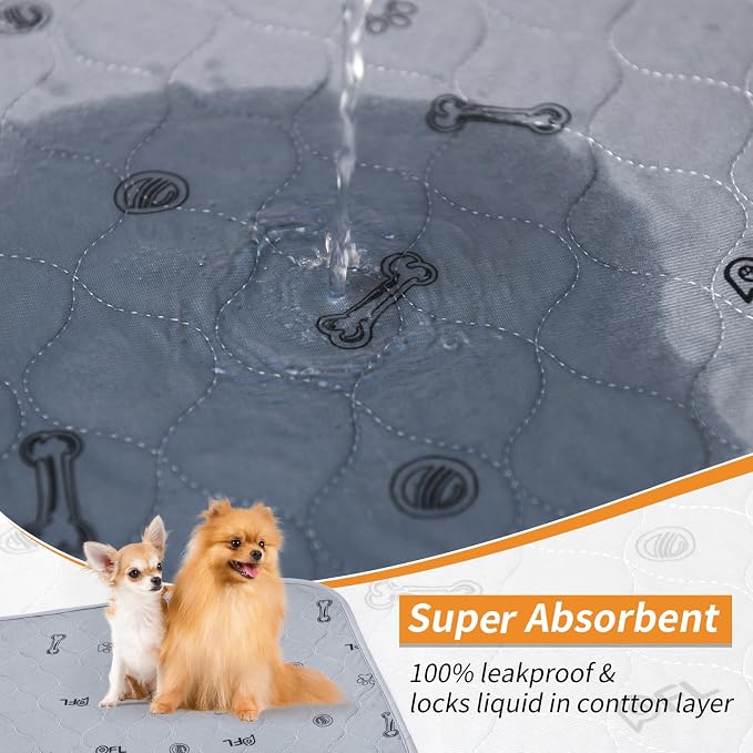 Washable Pee Pads for Dogs, 4 Pack Puppy Pads Washable with Non Slip Bottom,Absorbent Reusable Whelping Pads Dog Mats for Floor Protector, Couch Cover, Crate, Puppy Training 24x36 - Image 3