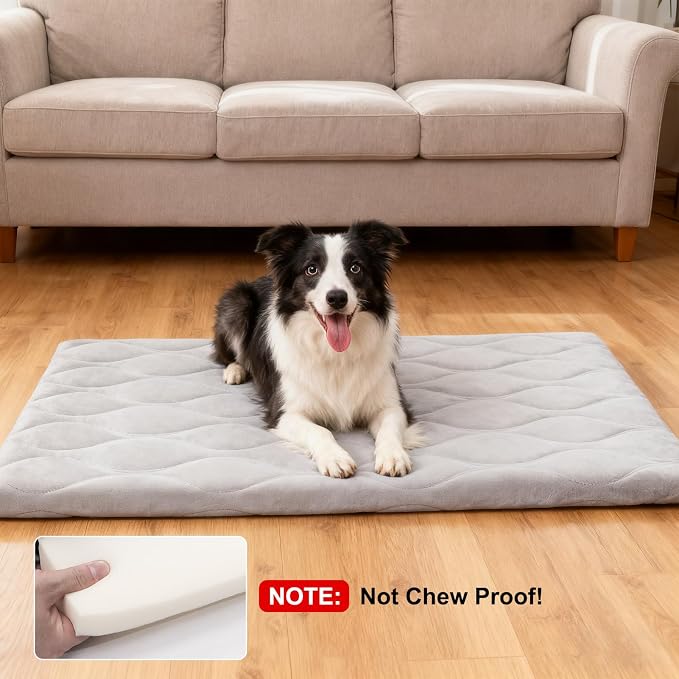 BEAUTYZOO Dog Crate Pad for Large Dogs, Washable & Detachable Kennel Mat, Anti-Slip Soft Fluffy Puppy Bed for Crate, Cage, and Car Travel, Cozy Sleeping Mattress, 42x28 Inches, Gray - Image 4