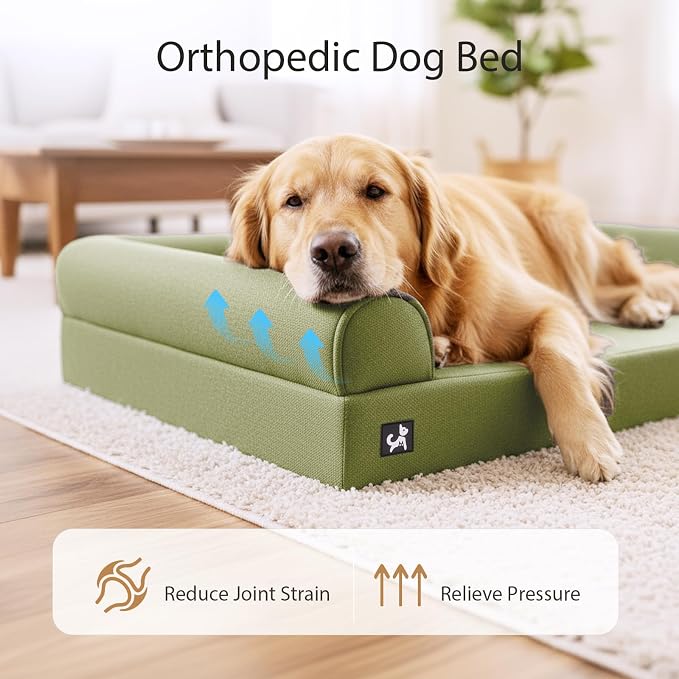 Sytopia 42in Dog Beds for Large Sized Dogs,XL Orthopedic Pet Bed with Removable Washable Cover, Waterproof Egg Crate Foam, Non-Slip Bottom, Supports up to 100+ lbs for Old Pet, Green - Image 5