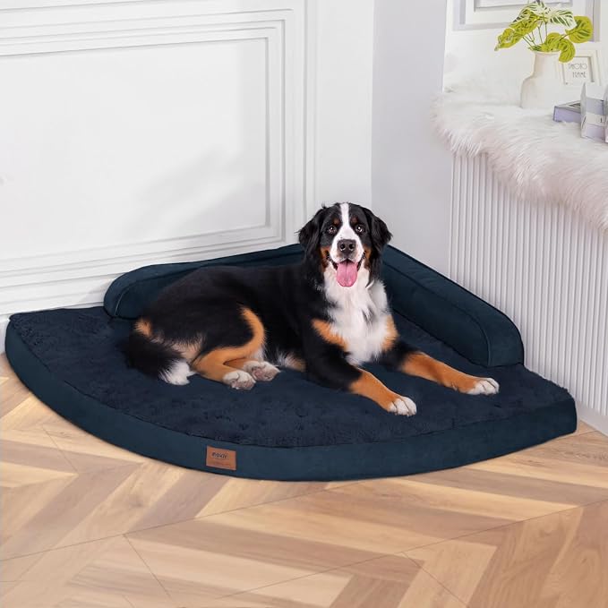 MEKIY Orthopedic Waterproof Dog Bed with Sides for Large Medium Dogs | Egg Crate Foam, Waterproof Liner, Anti-Slip Bottom, Space-Saving, Perfect for Corners and Sofa Edges, 35 x 35 Inch by Mekiy
