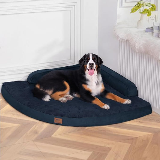MEKIY Orthopedic Waterproof Dog Bed with Sides for Large Medium Dogs | Egg Crate Foam, Waterproof Liner, Anti-Slip Bottom, Space-Saving, Perfect for Corners and Sofa Edges, 35 x 35 Inch by Mekiy