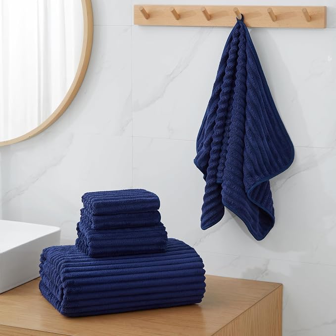2 Piece Bath Sheets, 40"x80" Bath Towels, Navy Blue | Extra-large size, Quick dry, Highly Absorbent, Lint Free，shower towels for bathroom gym spa，Big and Tall users - Image 2