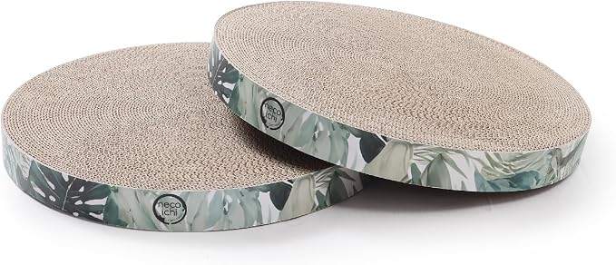 Necoichi Cat Scratcher Bowl Replacement for Indoor Cats - Cat Scratching Lounger with Reversible Usability and Extra Comfort for Lounge, Cardboard Bed Couch / (Regular, Oak) by NECOICHI