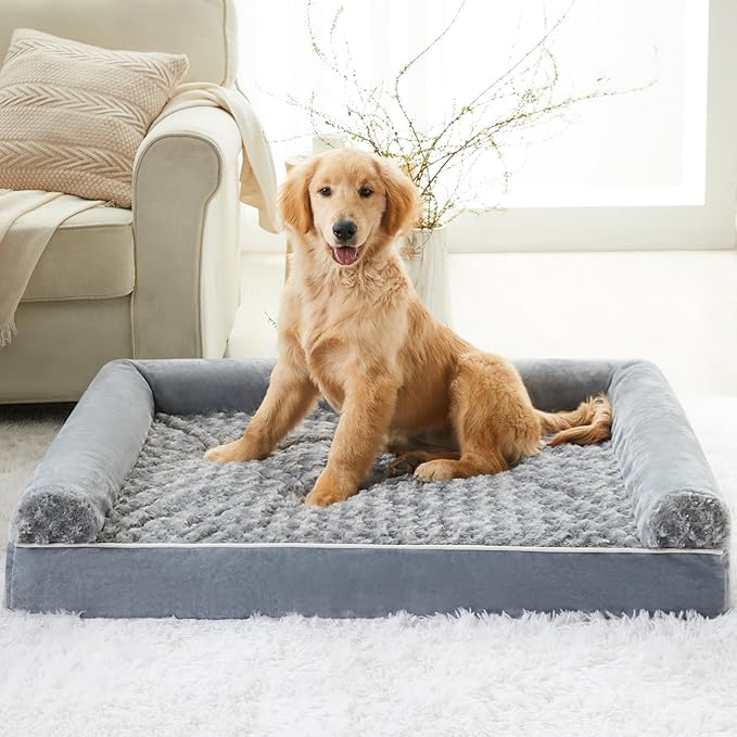 BFPETHOME Orthopedic Washable XXL Dog Bed for Senior Dog Cozy Sleep | Extra Large Waterproof Big Soft Pet Couch Bed for Dogs Relax with Removable Cover Supportive Egg Crate Foam Grey 54x36 Inch - Image 7