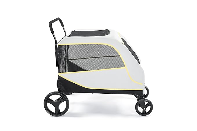 Extra Large Dog Stroller for Large Dogs, 176 Lbs Capacity Pet Stroller with All-Terrain Wheels, Foldable Design & Weather Cover, Luxury Dog Stroller with Air Mesh, Foot Brake & Storage Basket