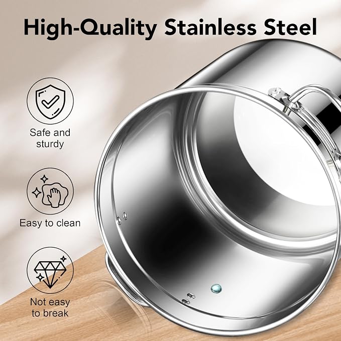 Newget Dog Food Storage Containers, Large Stainless Steel Pet Food Storage Containers 15 lb / 6.5 kg to Keep Fresh, Metal Airtight Cat Food Containers With Scoop and 2 Small Containers - Image 5