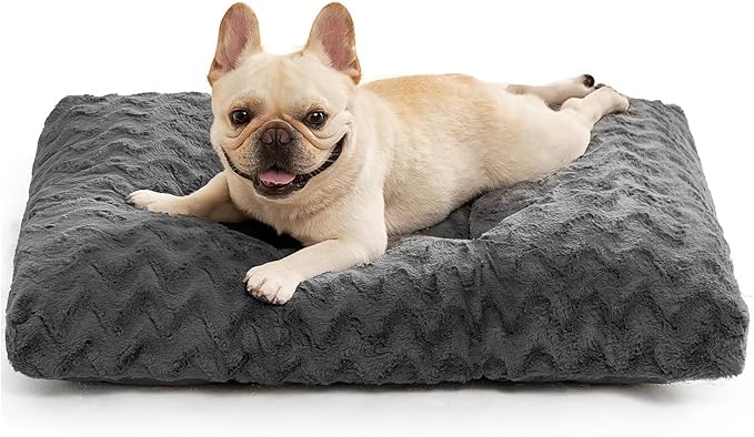 EHEYCIGA Washable Medium Dog Bed for Crate 29x21 Inch, Kennel Pad for Dogs Up to 35 lbs, Plush and Comfy Pet Sleeping Mat, Charcoal by EHEYCIGA