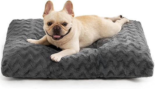 EHEYCIGA Washable Medium Dog Bed for Crate 29x21 Inch, Kennel Pad for Dogs Up to 35 lbs, Plush and Comfy Pet Sleeping Mat, Charcoal by EHEYCIGA