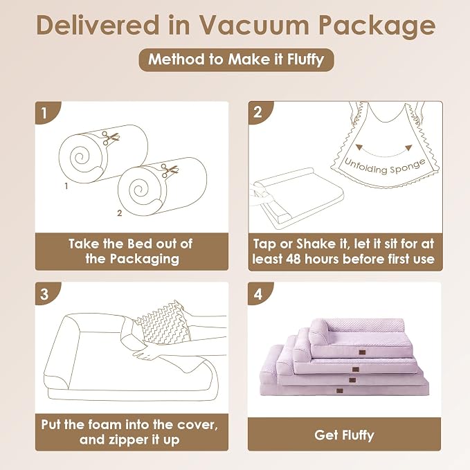 EHEYCIGA Large Dog Bed Memory Foam for Crate, Orthopedic Dog Bed Large Size Dogs with Washable Removable Cover, Waterproof Pet Sofa Couch with Nonskid Bottom, 35x22x6, Lilac - Image 6