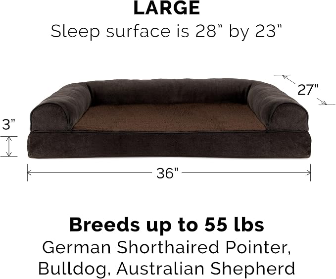 Furhaven Replacement Dog Bed Cover Sherpa & Chenille Sofa-Style, Machine Washable - Coffee, Large - Image 3