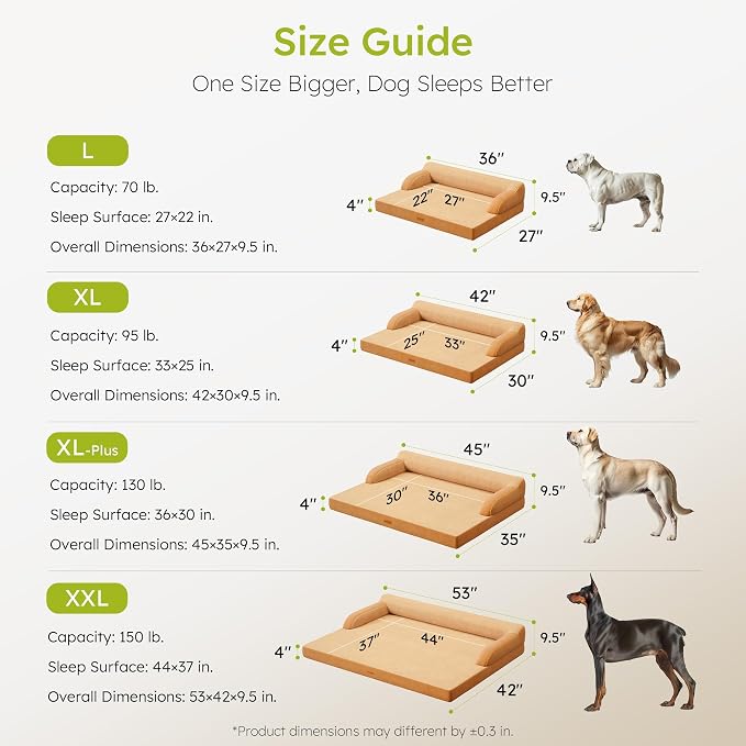 CWAWZ Large Orthopedic Dog Bed, Pet Bed Large Size Dog, Dual-Sided Cooling Beds with Memory Foam Washable Cover Nonslip Bottom, Waterproof Pet Beds with Bolsters, Brown - Image 7