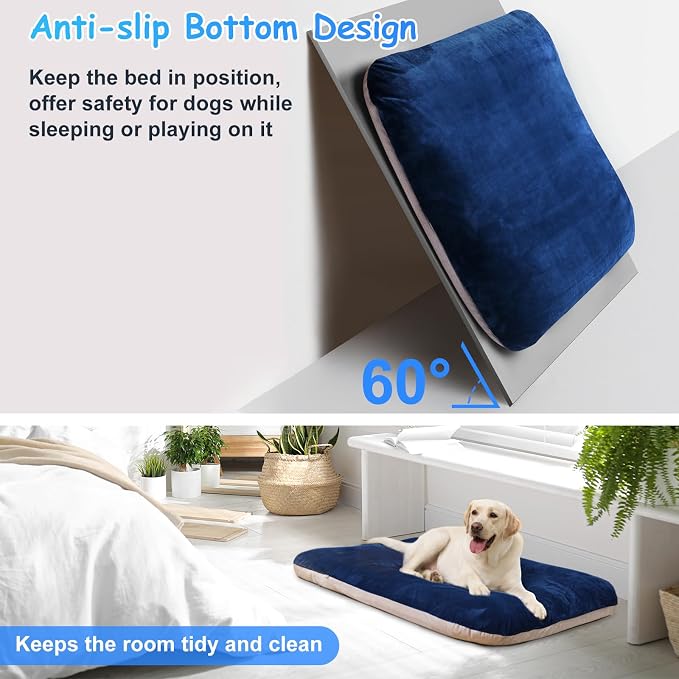 Magic Dog Super Soft Medium Dog Bed, 32 Inches Orthopedic Foam Pet Beds with Anti Slip Bottom, Dog Sleeping Mattress with Removable and Washable Cover, Blue M,32'' X 24'' X 3'' - Image 4