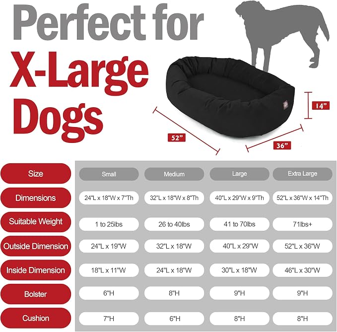 Majestic Pet 52 Inch Suede Calming Dog Bed Washable – Cozy Soft Round Dog Bed w/Spine Support for Dogs to Rest Head - Fluffy Donut Dog Bed 52x35x11 (Inch) - Round Pet Bed X- Large – Black (2025) - Image 3