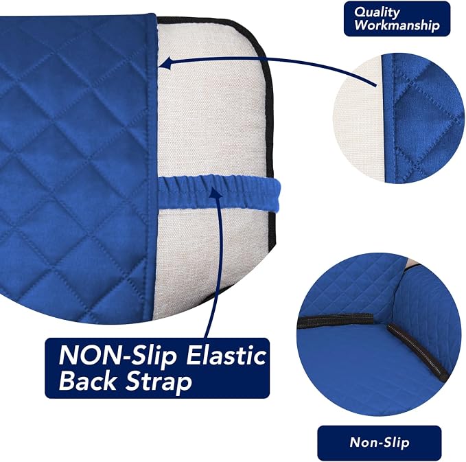 PureFit Reversible Quilted Sofa Cover, Water Resistant Slipcover Furniture Protector, Washable Couch Cover with Non Slip Foam and Elastic Straps for Kids, Pets (Chair, Classic Blue/Ivory), Small | Classic Blue/Ivory, Water Resistant Couch Protector, Wa... - Image 3