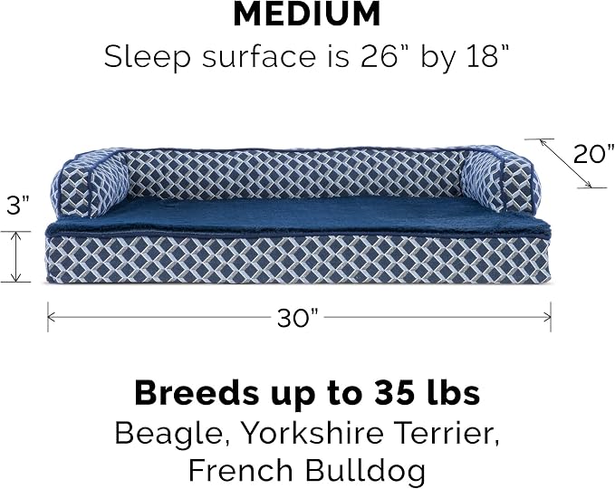 Furhaven Replacement Dog Bed Cover Comfy Couch Plush & Décor Sofa-Style, Machine Washable - Diamond Blue, Medium - Image 3