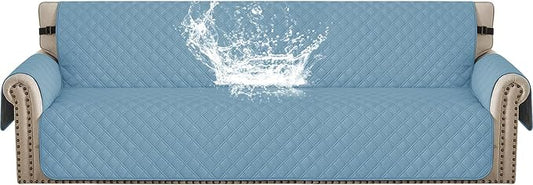 Waterproof Couch Cover for Pets Large, Sofa Covers for 3 Cushion Couch Washable, Non Slip Couch Covers for Dogs with Side Pockets, Quilted Couch Covers (Oversized Sofa, Aqua Blue) by CYCMACOHOME
