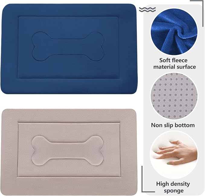Dog Bed Soft Dog Crate Pad Mat for Medium/Large Dogs 36 in Non-Slip Bottom Washable Dog Sleeping Mattress Pet Beds Cat Beds Kennel Pads, Dark Blue - Image 2