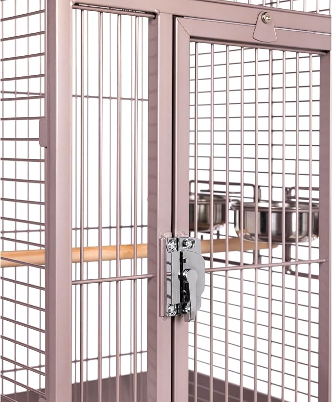Prevue Pet Playtop Bird Cage - Medium Steel Bird Cage with Integrated Playtop, Rolling Stand, Seed Guards, and Perches, Ideal for Conures and Cockatiels - Blush Finish - Image 5