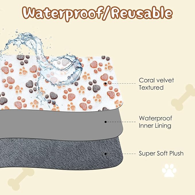 YUEPET 2 Pack Waterproof Dog Blankets, Large Dog Blanket, 50 x 40 in | Machine Washable, Waterproof Inner Layer, Sofa Bed Cover, Reversible Fleece, 50 x 40 in, Large Dogs and Cats, White Coffee - Image 6