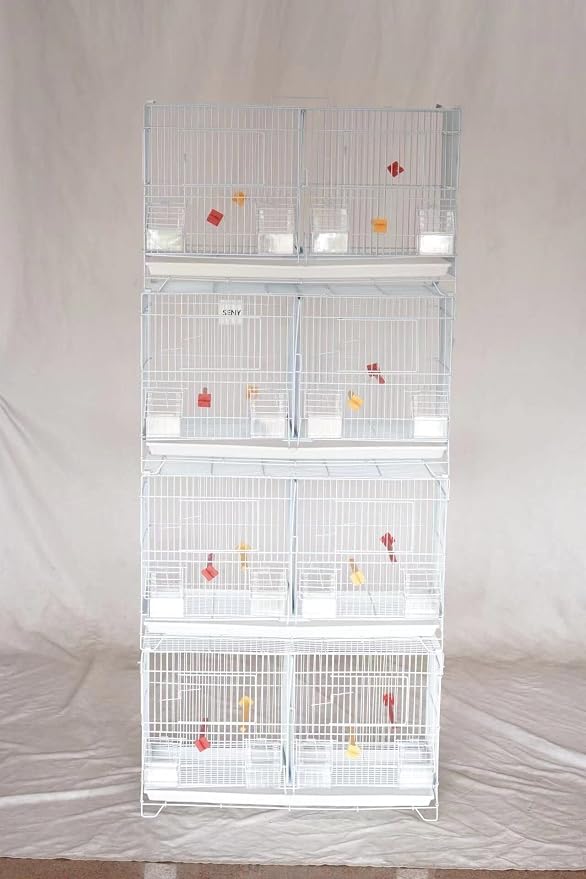 Seny Set of 4 Stackable Breeding Bird Cage for Canary Finch Small Birds (White) - Image 2