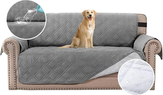 H.VERSAILTEX 100% Waterproof Sofa Slipcover Washable Loveseat Cover for 2 Cushion Cover Non-Slip Furniture Protector with Silicone Backing Couch Cover for Pets (Oversized Loveseat, Dove Grey) by HVERSAILTEX