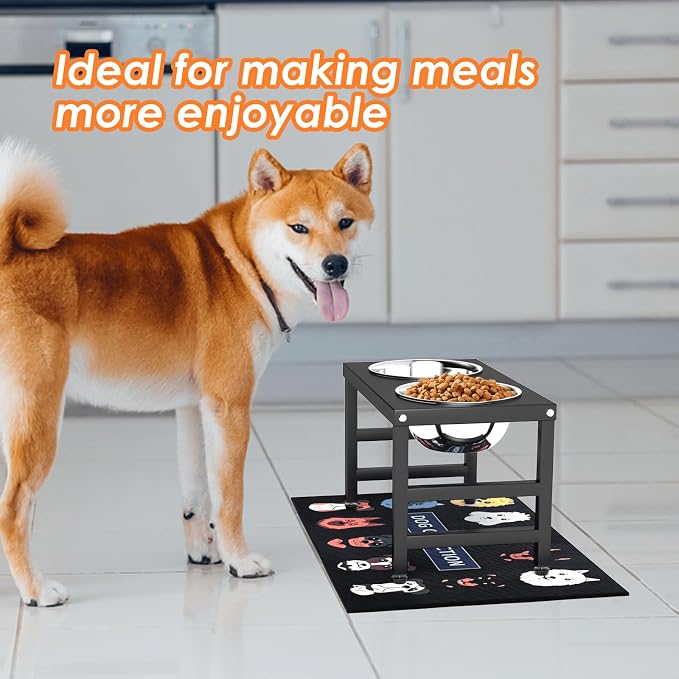 Metal Raised Dog Bowl, 10" Elevate Dog Feeder Stand, 2 Bowls & Non-Slip Mat - Image 6