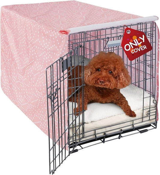 Explore Land Pattern Dog Crate Cover for 36 Inches Wire Cage, Heavy-Duty Polyester 1 2 3 Doors Standard Metal Pet Kennel Enclosure (Princess Pink) by ExploreLand