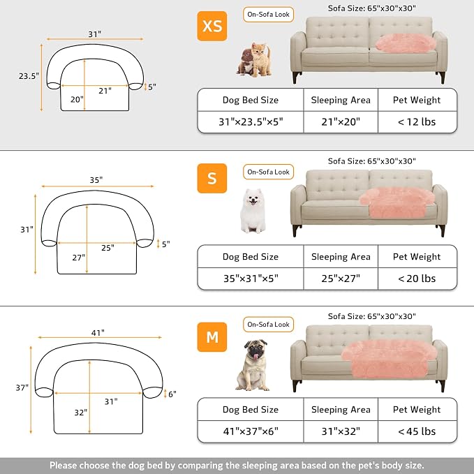 GGIB Calming Dog Bed Fluffy Plush Dog Mat for Furniture Protector with Removable Washable Cover for Large Medium Small Dogs and Cats (XS (31"x23.5"x5"), Pink) - Image 5