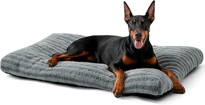FURTIME Washable XXL Dog Bed for Extra Large Dogs, Giant Dog Crate Beds | Comfy Fluffy Kennel Pad Anti-Slip Pet Sleeping Mat, Machine Washable Dogs Pillow, 47"x29"x4", Gray by FURTIME