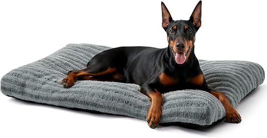 FURTIME Washable XXL Dog Bed for Extra Large Dogs, Giant Dog Crate Beds | Comfy Fluffy Kennel Pad Anti-Slip Pet Sleeping Mat, Machine Washable Dogs Pillow, 47"x29"x4", Gray by FURTIME