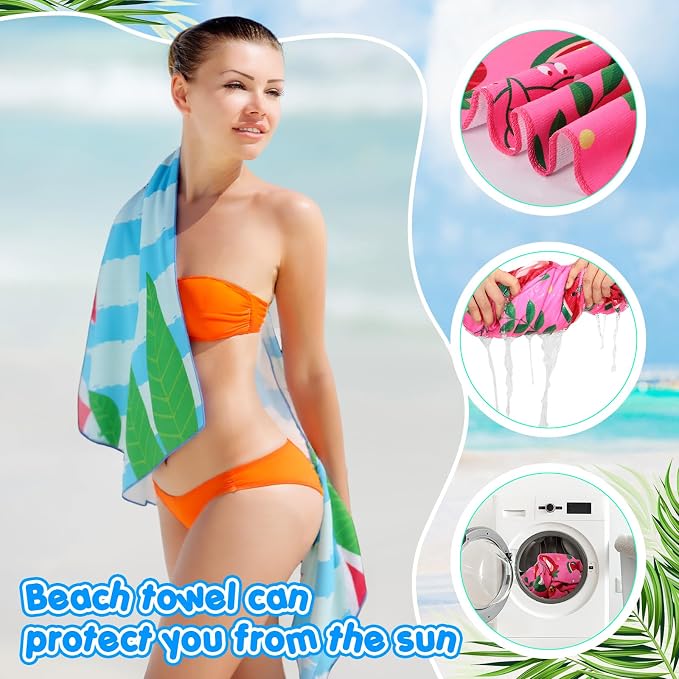FuWeave 10 Pack Microfiber Beach Towel 28 x 55 Inch Oversized Large Quick Dry Thin Beach Towels for Pool Camping, Sand Free Lightweight Blanket for Women Adults Travel Swimming Sport (Fruits Style) - Image 3