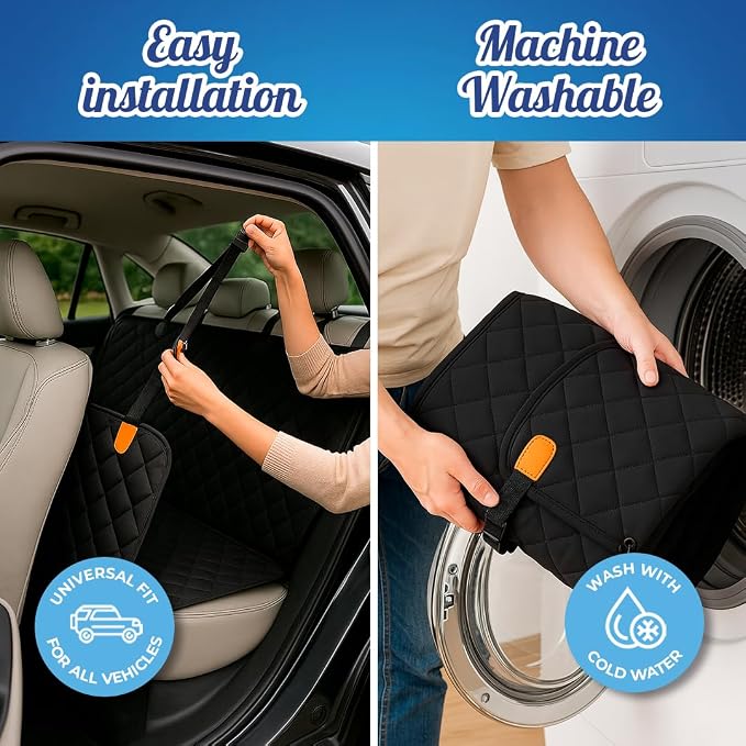 Ruff & Stuff Dog Car Seat Hard Bottom Cover for Back Seat Up to 170lbs | for All Vehicles | Waterproof Scratch-Resistant (Black) - Image 5