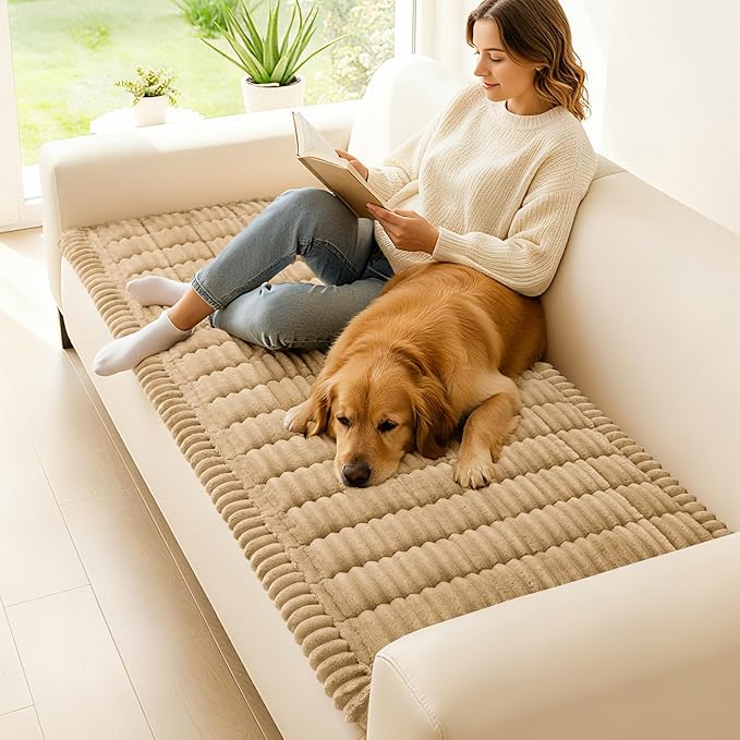 hyha Couch Cover for Dogs, Washable Non Slip Plush Flannel Sofa Protector | Thick Flannel, Silicone Anti-Slip Backing, Pet Hair & Scratch Protection, Fits Sofa & Loveseat (27.6" x 82.7") - Image 2