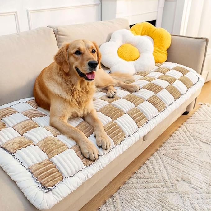LiveGo Couch Cover for Dogs Washable, Sofa Cover Protector, Couch Covers for 3 Cushion Couch Sofa Pet Friendly, Soft, Non Slip (Light Coffee, 70x150 cm / 27.6x59.06 in) by LiveGo