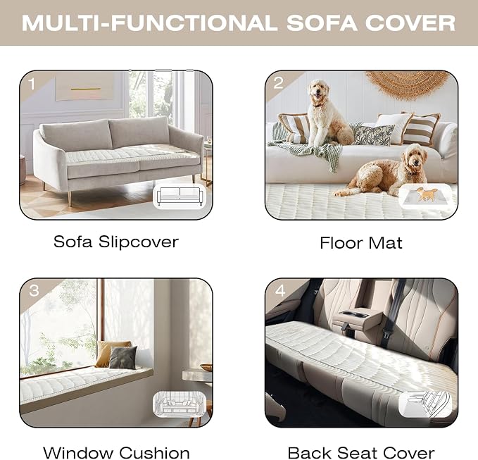 VClife Dogs Couch Cover, Non Slip Sofa Cover Washable, White, 23.6" X 51" | Soft Fuzzy Couch Cover for 2 Cushion Couch Sofa Pet Friendly, Scratch Resistant Thick Furniture Protector for Sectional Sofa - Image 8