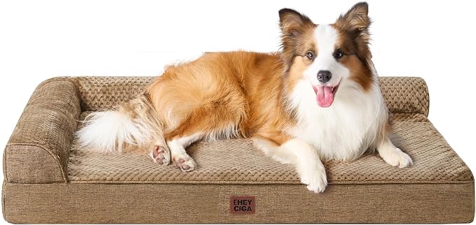 EHEYCIGA XL Dog Bed Memory Foam for Crate, Extra Large Dog Bed Orthopedic with Washable Removable Cover, Waterproof Pet Sofa Couch XLarge Size Dogs, 41x27x6.5, Camel by EHEYCIGA