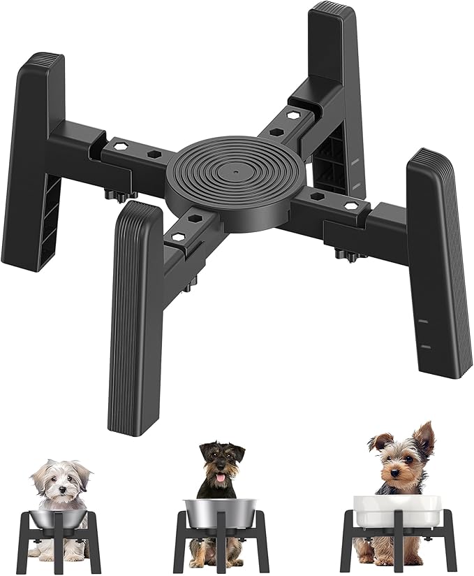 CZPET Dog Bowl Stand with Adjustable Width [Stand Only] | Elevated Pet Water & Food Bowl for Medium Dogs, Stable and Anti-Slip Raised Bowl by CZPET