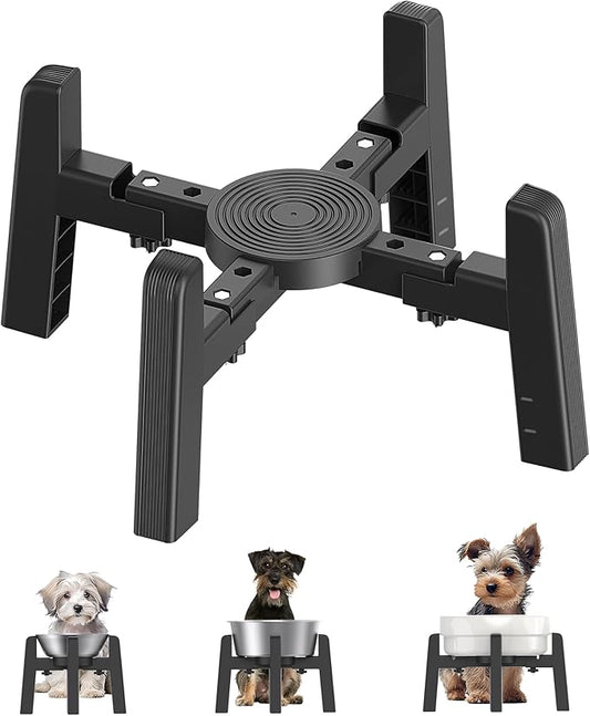 CZPET Dog Bowl Stand with Adjustable Width [Stand Only] | Elevated Pet Water & Food Bowl for Medium Dogs, Stable and Anti-Slip Raised Bowl by CZPET
