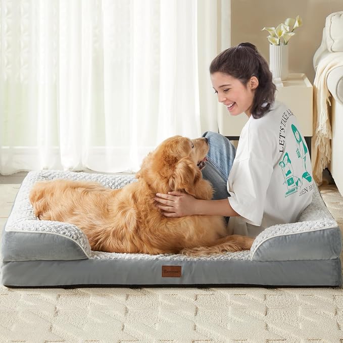 LEXTRO Washable Orthopedic Dog Bed for Extra Large Dogs, Egg Crate Foam Bed | 71x46 Inch Shared Sleeping Dog Bed for Indoor Equipped with Removable Waterproof Pillow Cover and Anti-Slip Bottom - Image 2