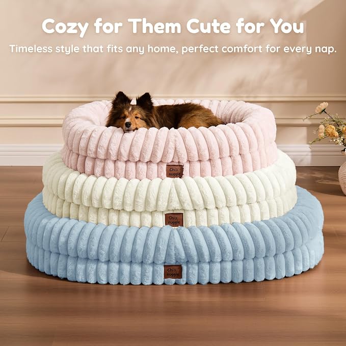 ChiXnuggle Orthopedic Dog Bed, Washable Cover, Faux Fur Bolster Pet Couch | waterproof,egg crate foam,non-slip bottom,for large dogs,light blue,35*28*7,dog sofa - Image 8