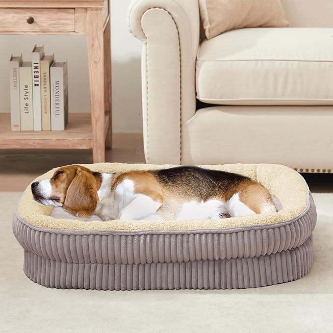 Orthopedic Dog Bed for Medium, Large Dogs Breeds, High Density Egg Crate Foam Dog Sofa Beds with Four Sided Bolster,Oval Kennel Bed, Pet Couch Bed,Removable Washable Cover& Non-Slip Bottom - Image 8