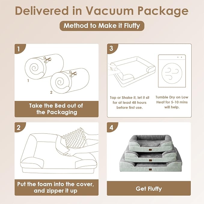 EHEYCIGA Orthopedic Dog Beds Large Sized Dog, Waterproof Washable Pet Bed | Non-Slip Bottom and Egg-Crate Memory Foam XL Dog Couch Bed with Washable Removable Cover, Greyish Green - Image 6