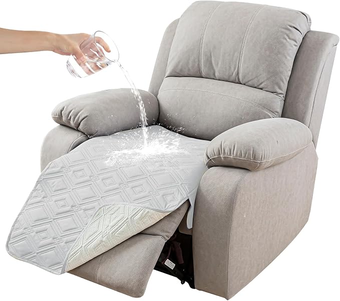 Genina 100% Waterproof Recliner Chair Covers, Anti-Slip Recliner Cover Dog Chair Cover Furniture Protector, Chair Sofa Slipcover for Pets Dogs, 1 Piece (Off White, Recliner) by Genina