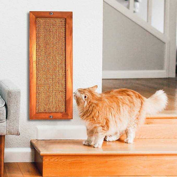 Cat Scratching Post - 2 PCS, Wooden Sisal Cats Wall Scratcher, Floor or Wall Mounted Vertical Cat Scratch Pad for Indoor Cats Adults or Kittens, Cat Wall Furniture Protector - Image 8
