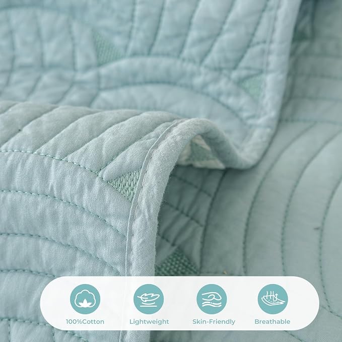 vctops Solid Color Cotton Quilted Sofa Couch Cover Weave Pattern Soft Sectional Couch Covers Embroidery Non-Slip Sofa Slipcover for Dogs, Children, Pets Furniture Protector (Blue,36"x36") - Image 4