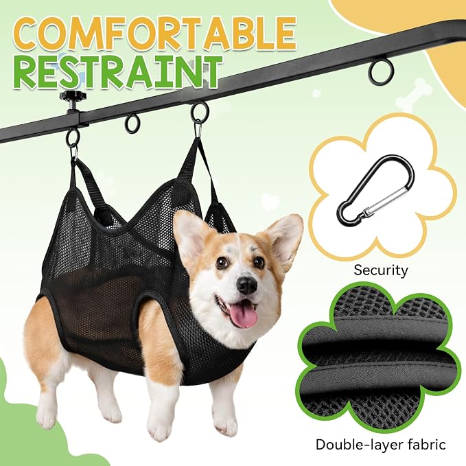 Adjustable Dog Grooming Stand for Table: 42" Height & 27"-39" Width, Includes Hammock & 2 No-Sit Nooses, Heavy-Duty Dog Grooming Arm for Bathing Nail Trimming Drying Cutting Cats & Dogs at Home - Image 3