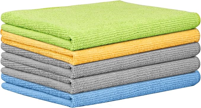 AIDEA Microfiber Cleaning Cloth 5 Pack, Microfiber Towels for Cars, Soft & Absorbent Cleaning Rags, Premium Lint Free Shop Towels for House, Kitchen, Car, 12inx16in by AIDEAHOME