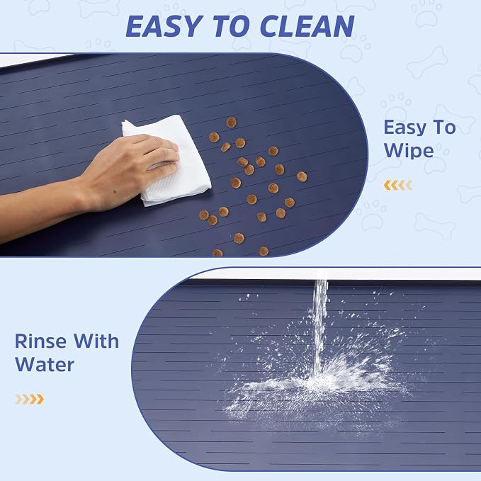 Large Dog Mats for Food and Water, 40"x30" Waterproof Pet Food Mats for Floor Nonslip Silicone Bowl Mats with Raised Edges - Image 6