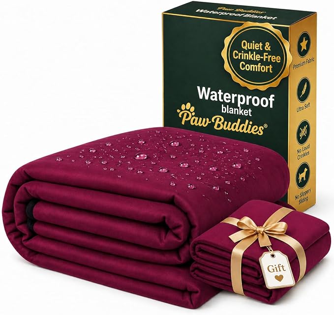 Paw Buddies Premium Waterproof Blanket 80"x90" Velvet-Feel Reversible Throw – Leakproof, Machine Washable Bed & Sofa King Size Protector for Couples, Pets & Travel + Bonus Small Blanket by PAwBuddies